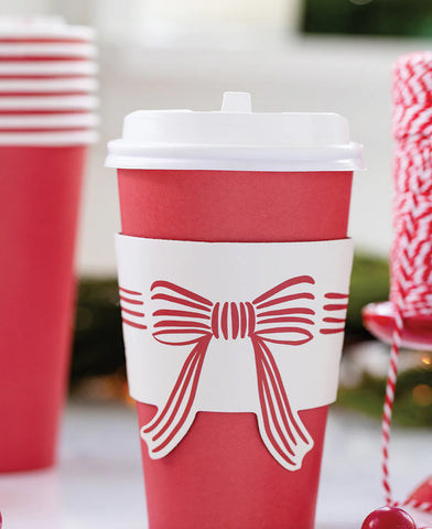 Bow Hot/Cold Paper Cups with lids  (Sleeve of 8)