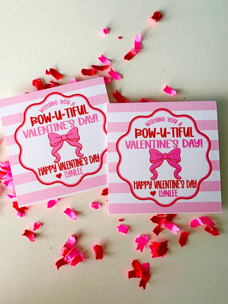 Wishing you a BOW-U-TIFUL Valentines Day -Valentine Gift Tags