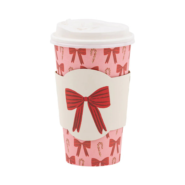 BOWS TO GO: Hot/Cold Paper Cups with lids  (Sleeve of 8)