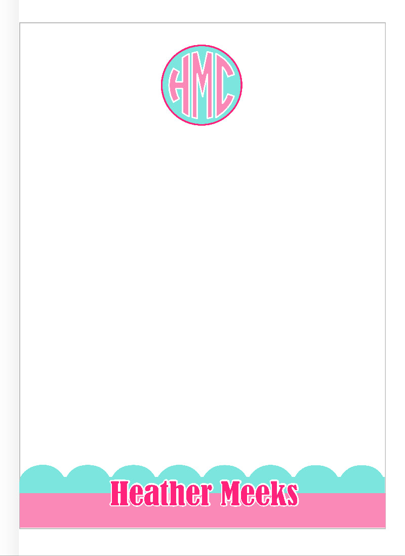Personalized Scallop Notepad (50 page pad)