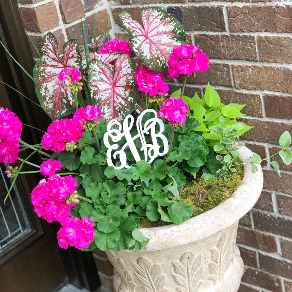 flower pot plant stakes Acrylic Monogram Plant Stakes-3 Initial – The Polka Dot Poodle
