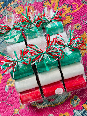 Holly Jolly Christmas Raffia Bundle (Red, Kelly Green & White)