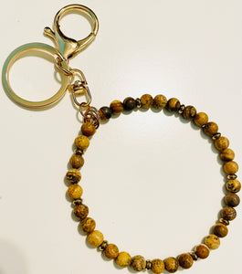 Natural Bead Keychain bracelet