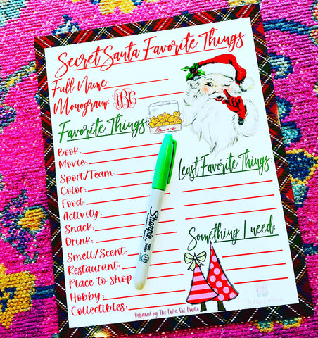 Secret Santa Favorites Printable