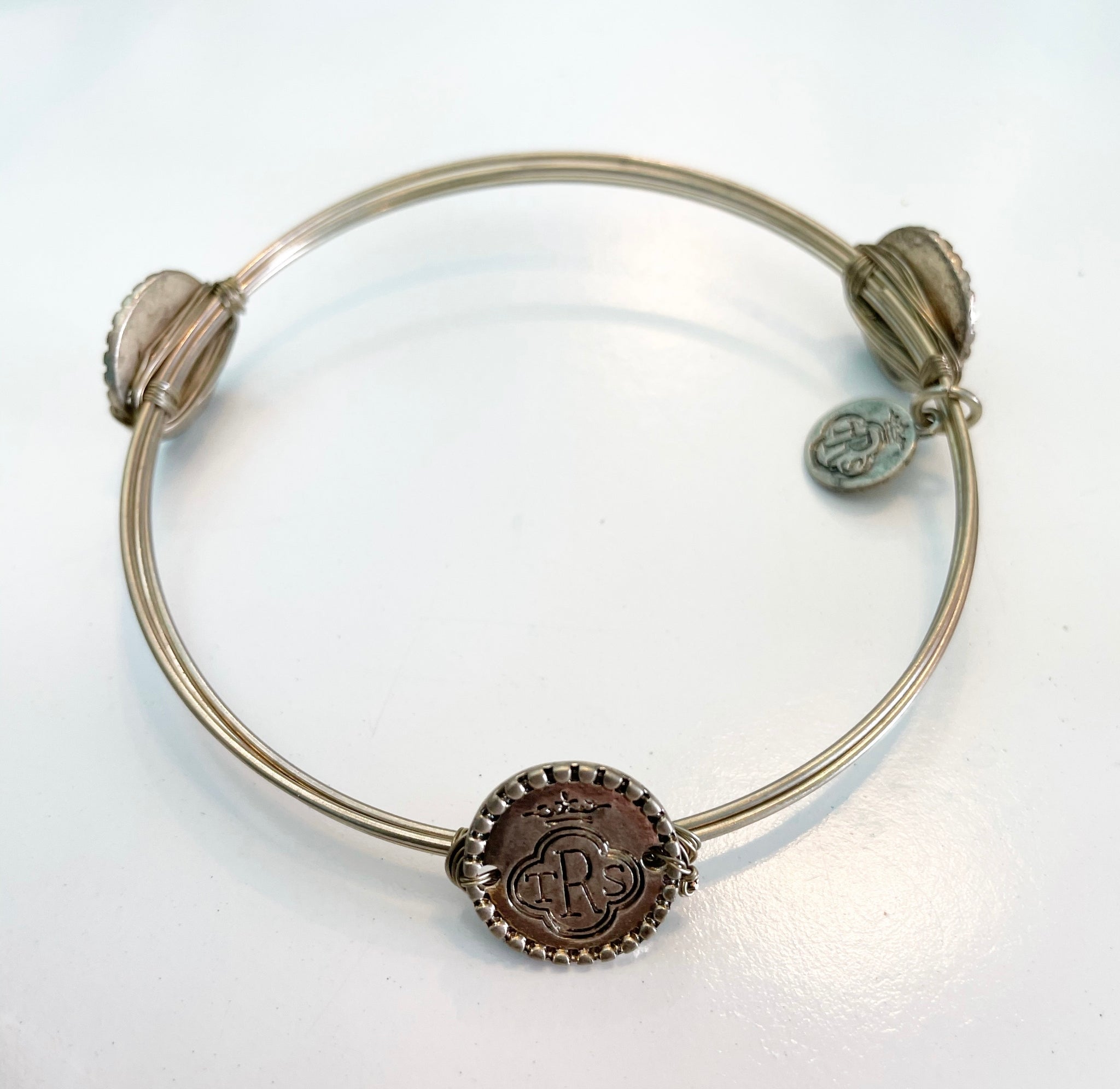 Crown  3 coin wire bracelet