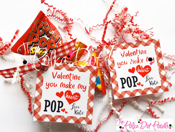 Valentines Day Personalized Gift Tags-You make my heart POP