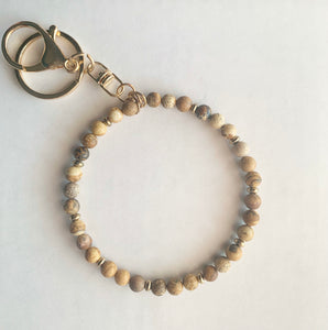 Natural Bead Key Chain Bracelet