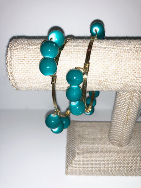 Turquoise 3 stone wire bracelet