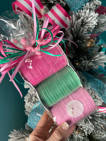 Dreaming of a PINK Christmas Raffia Bundle (hot pink, Kelly green & light pink)